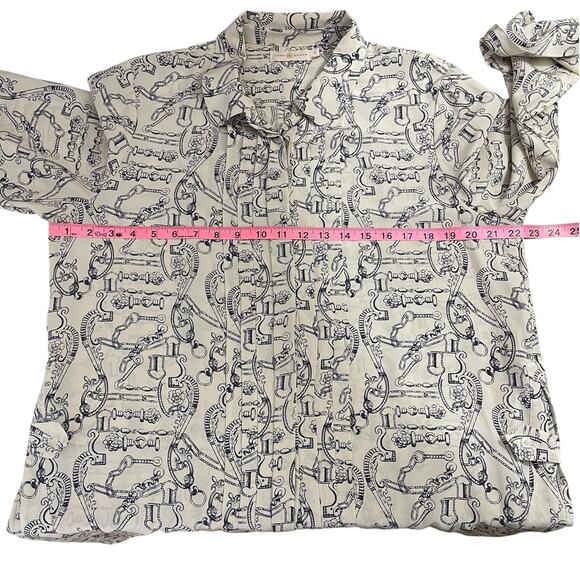 Tory Burch Celestial Frentera Angelique Silk Shirt Dress Nautical Beige Size 14 - Picture 10 of 16